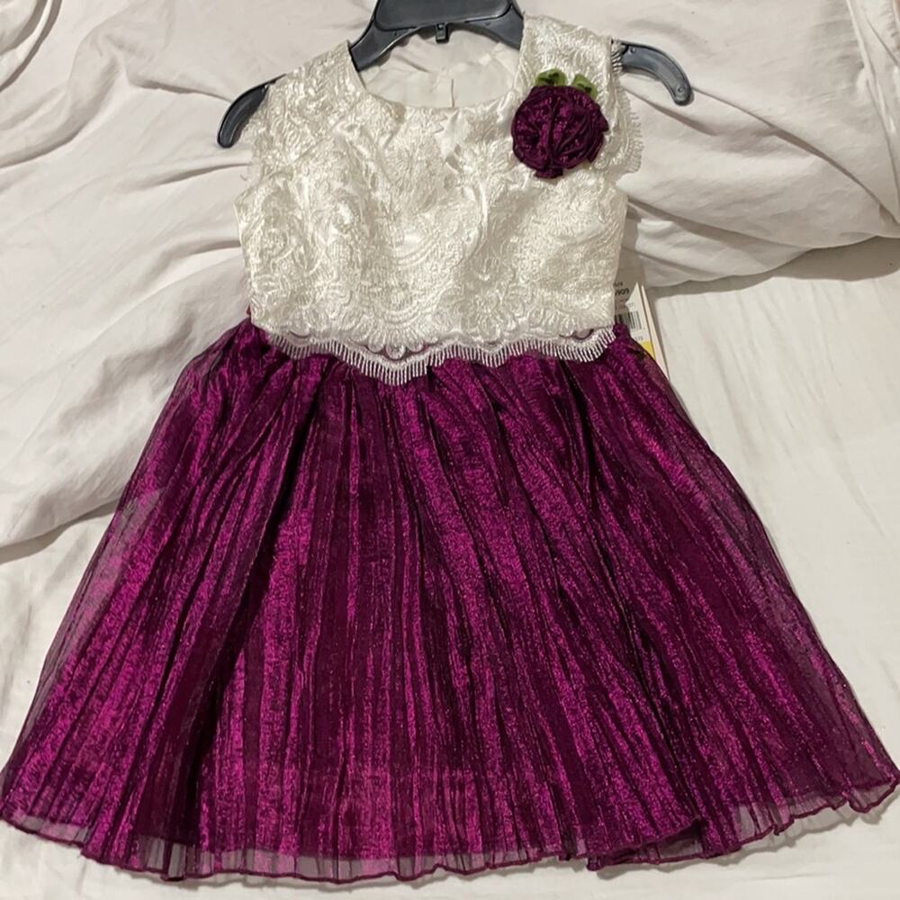Jona Michelle 5 raspberry white dressy dress nwt layers tulle flower detail